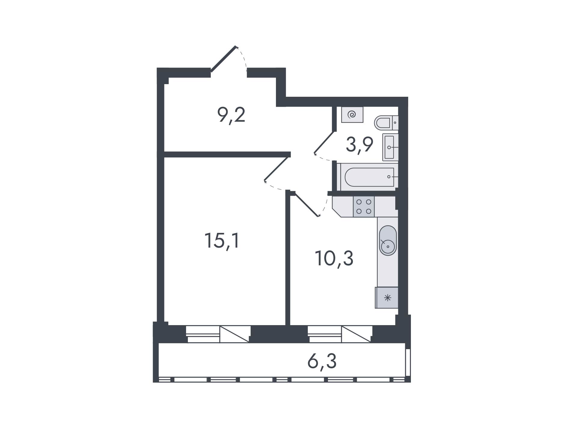 планировка квартиры 45 м2
